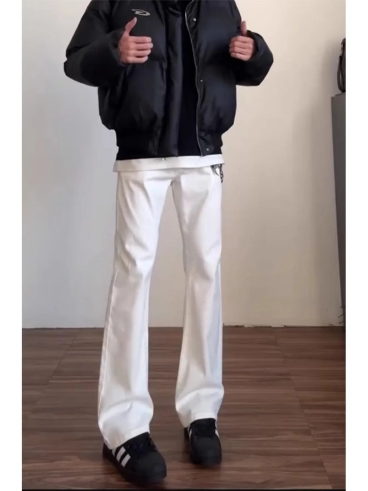 

Pure White Slim Fit Men's Jeans Le Blade Sle Casual Straight Leg Long Pants Spring Trendy Brand Street Sle Denim Jeans