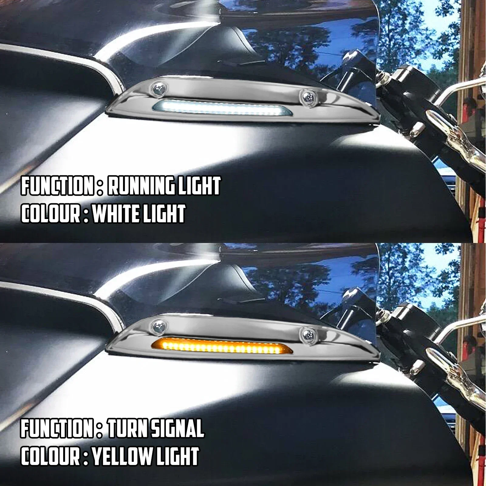 Motorcycle Windscreen Windshield Trim LED Light Turn Singal Running Lamp For Harley Touring Road Glide Special CVO FLTRX 15-2024