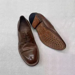 Goodyear-Genuine Leather Shoes Top Layer Cowhide Outsole Washed Business Shoes Formal Wedding Shoes Outdoor Walking Work Boots