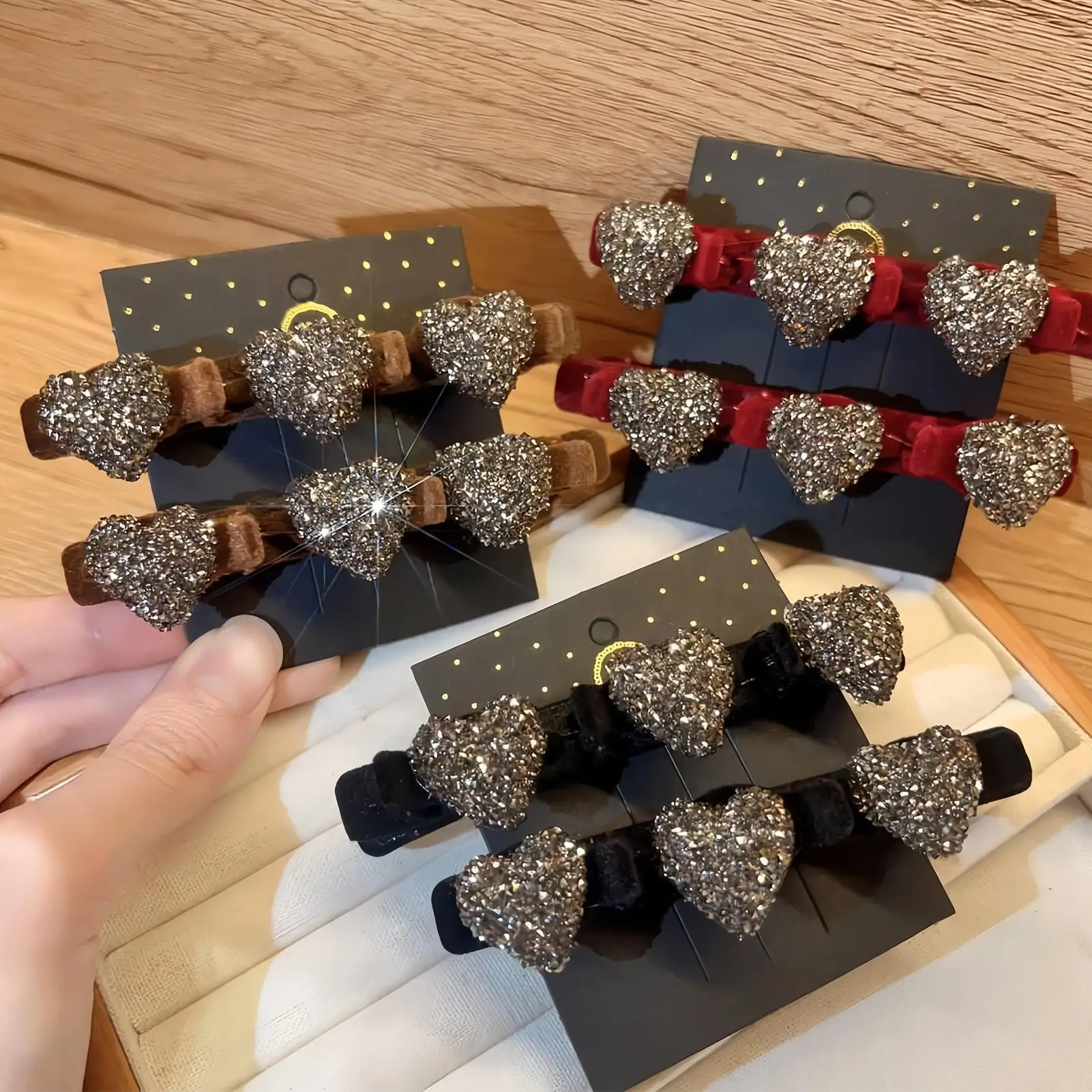 

6 шт., заколки для волос в форме сердца, заколка для волос в стиле ретро с косой, заколки с кристаллами и камнями, ленты для волос из атласной ткани, заколки для волос со стразами