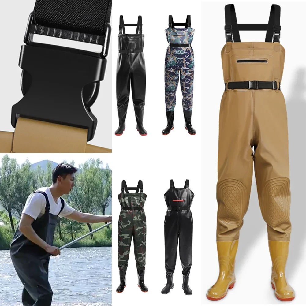 Wodoodporne spodnie z wiewerami na klatce piersiowej Buty Wader Zestaw Zagęszczona odzież Mężczyźni Kobiety Ubrania Koszulki Wody