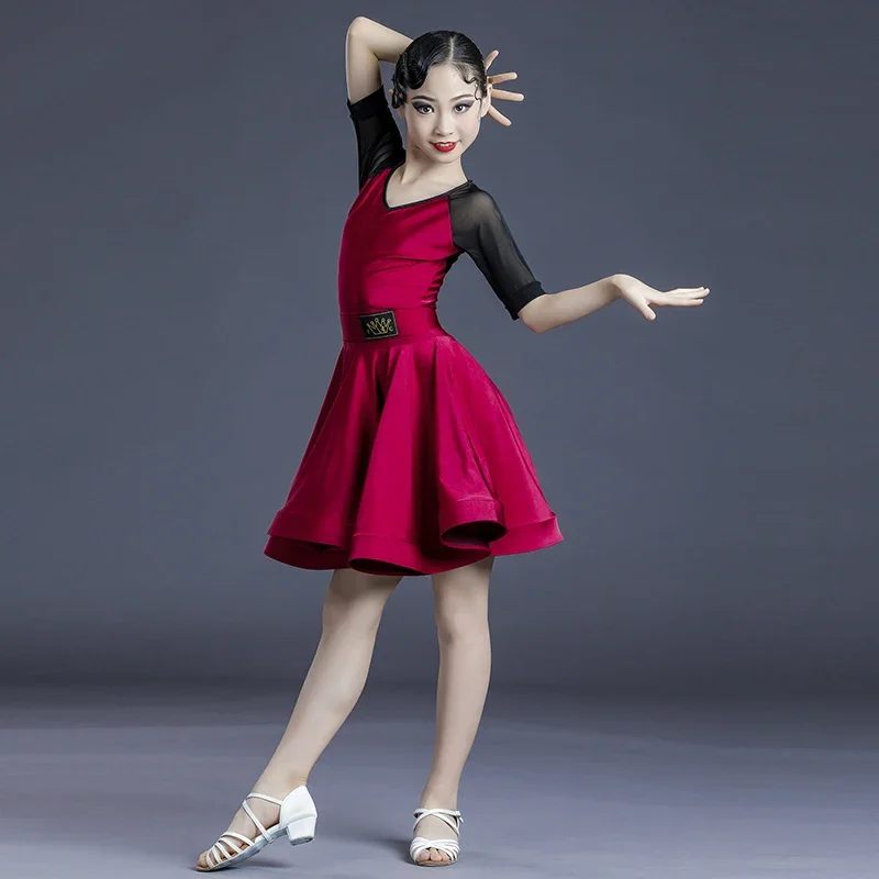 Meninas profissional vestido de dança latina crianças salão de baile salsa dança wear roupas competições das crianças palco latino usar roupas