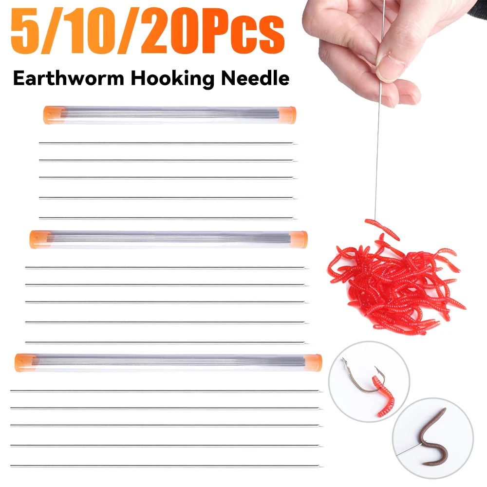 5-15PCS Quick Earthworm Hooking Needle Pins Hollow Gas Needle Fishing Tools Worm Baiting Needle Driller No-Escaping Hook Needles