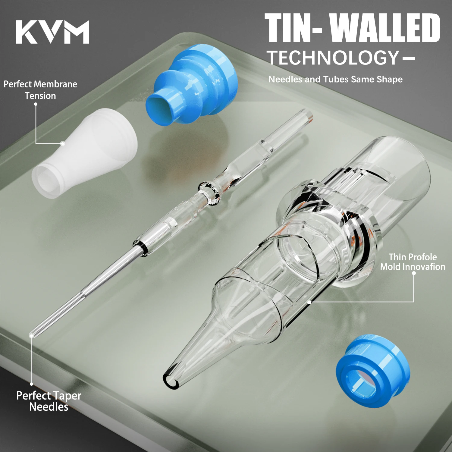 KVM 50 قطعة إبرة خرطوشة الوشم RL/RM/RS/M1 إبر معقمة آمنة معقمة يمكن التخلص منها مناسبة لمستلزمات آلة الوشم #1
