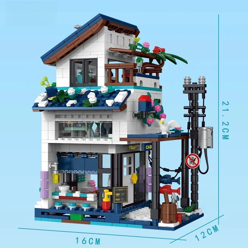 MOC 3 in 1 シーサイドホリデーヴィラ 組み立てブロックセット バケーションビーチ ホリデーハウス DIY おもちゃ 子供 誕生日 特別な日 ギフト