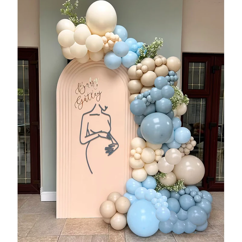 159pcs Smoke Brown and Blue Balloon Arch Gender Reveal Party Supplies Balloon Garland Set for Mother's Day Baby Shower