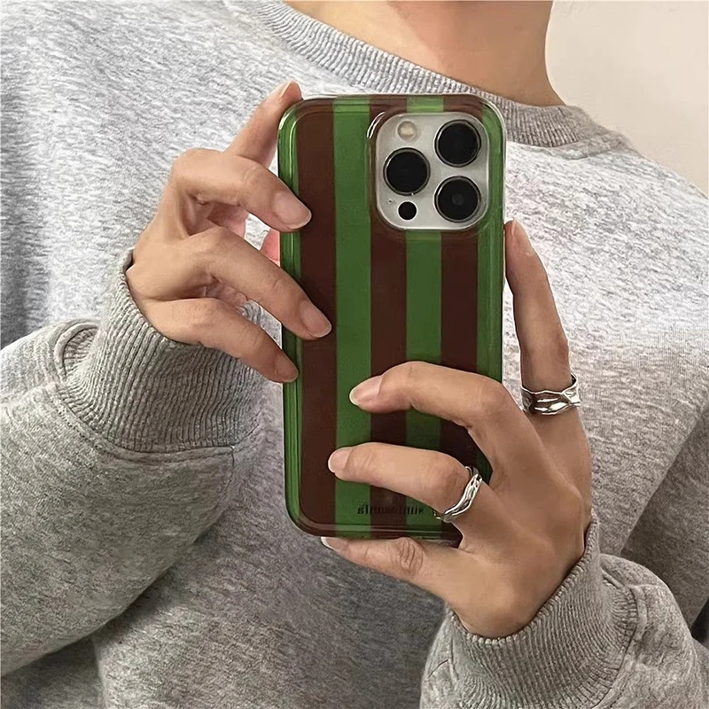 Korean Colorful Blocked Striped Vortex Pattern Phone Case For iPhone 16 11 12 13 14 15 Pro Max SE XR X XS 7 8 Plus Soft Cover