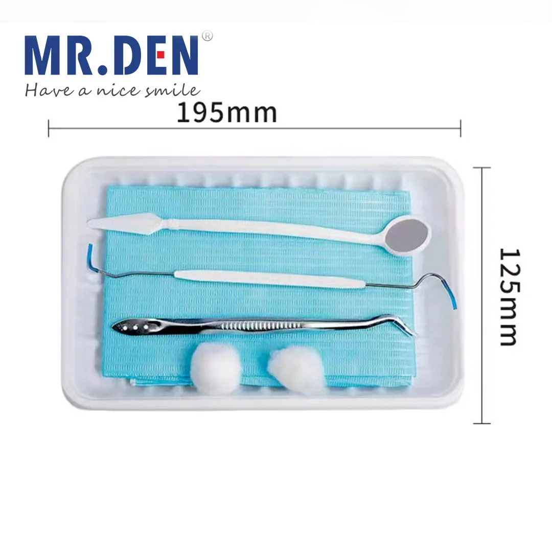 Disposable Oral Package Tweezer Mouth Mirror Probe Instrument Box Plastic Dentist Tray Disposable Oral Instrument Case