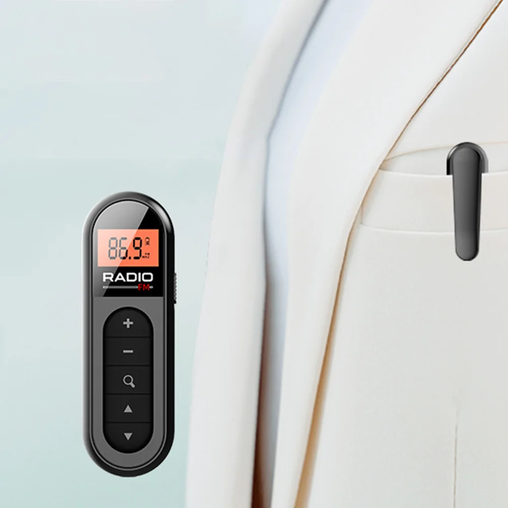 راديو FM صغير للجيب قابل لإعادة الشحن راديو محمول 3.5 ملم مشبك مقبس سماعة الرأس راديو صغير لاجتماع الدليل السياحي الرياضي #5