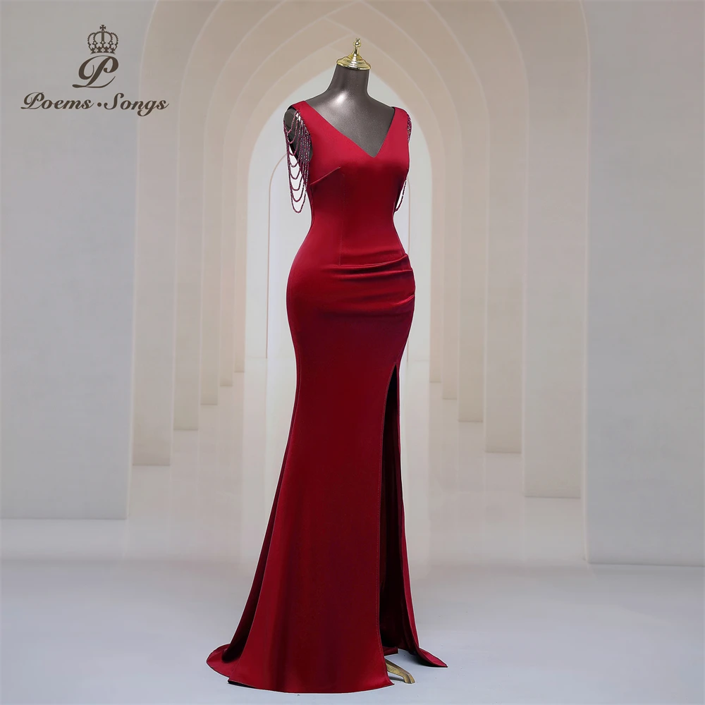 Wedding guest dresses for women shoulder beading Evening dresses robe de soiree de mariage party dress bridesmaid dresses