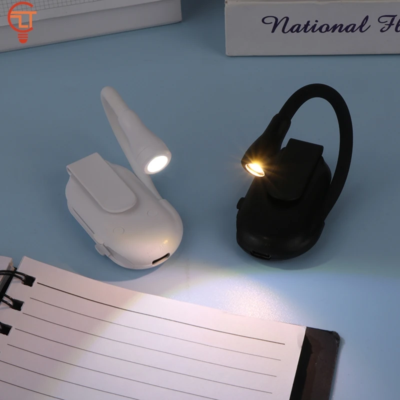 Mini LED Eye Protection Book Night Light Adjustable Clip 360° Flip Study Lamp Rechargeable 3 Color For Travel Bedroom Reading