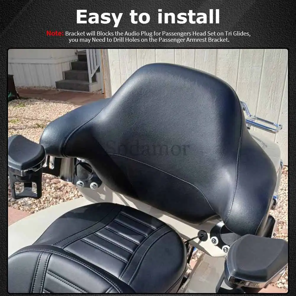 Motorcycle 1 Pair Passenger Armrests with Drink Holder For Harley Touring Electra Glide, Road Glide Ultra and Tri Glides 2014-Up