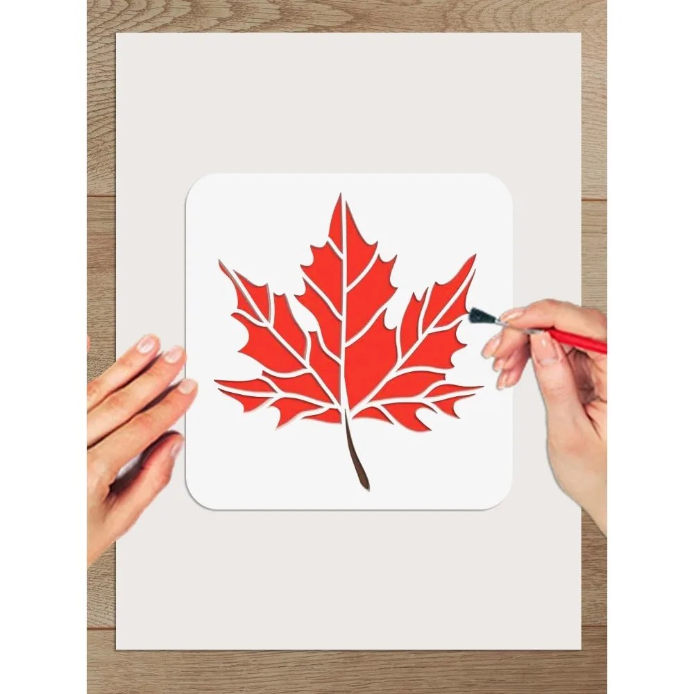 1Pc Maple Leaf Painting Stencil Autumn PET Plastic Hollow Out Drawing Stencils for Greeting Card DIY Scrapbook Photo Album