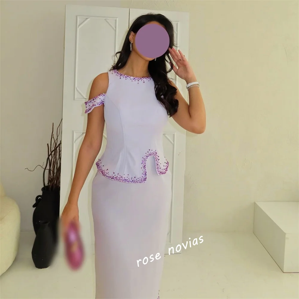 Robe de soirée mi-longue droite, personnalisée, de haute qualité, col rond, sans manches, pour femmes, sur mesure, pour occasions, fête de mariage