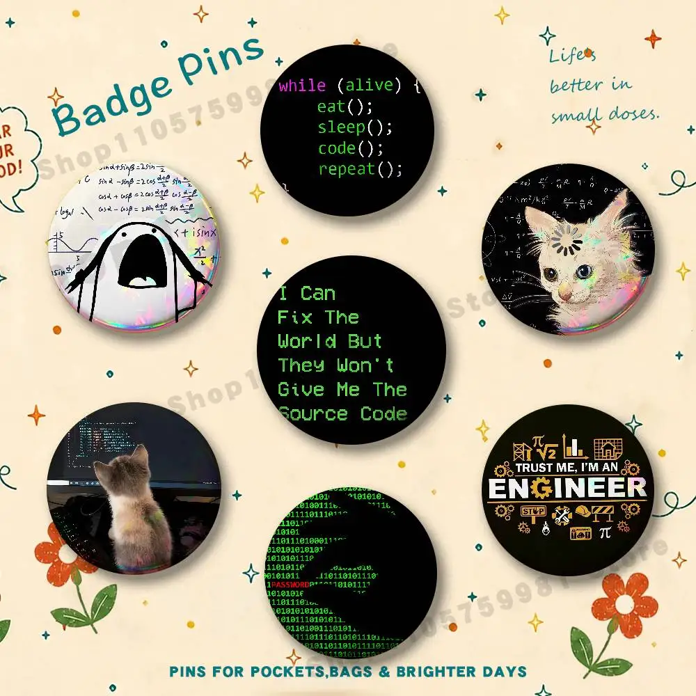 Programming Engineer Badges Cartoon Character Pins Brooch for Bag Shoes Decoration Jewelry Gifts