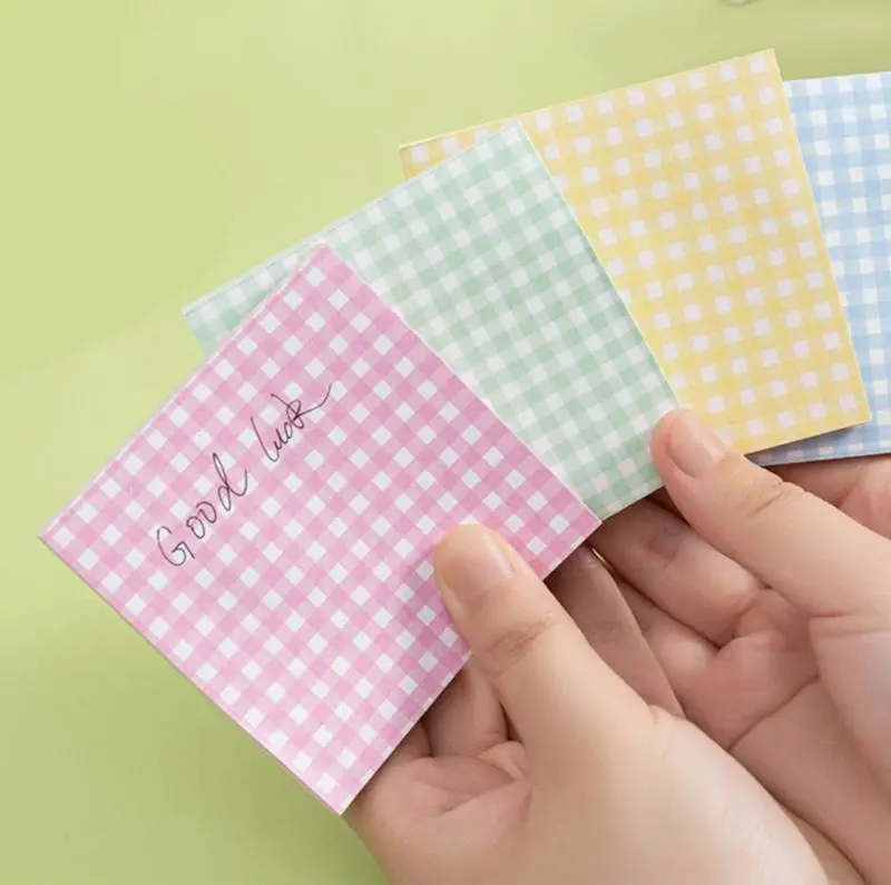 8 Pcs Plaid Sticky Notes Simple Memos Pad Sticky Note Colorful Notepads School Supplies for Student