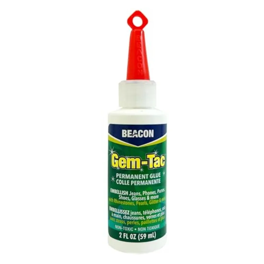 Adhesivo Gem-Tac de Calidad Premium para un Fijado Seguro de Piedras de Imitación y Gemas - a Base de Agua, Resistente a los Rayos UVA, 2 Onzas