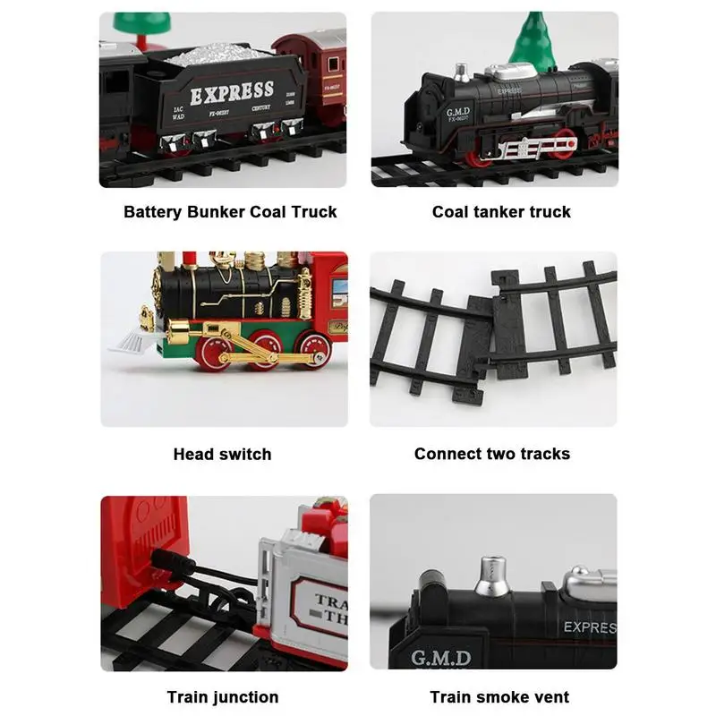 مجموعات قطار كهربائي لعيد الميلاد للأطفال ، لعبة كهربائية ، صوت وضوء ، أولاد وبنات