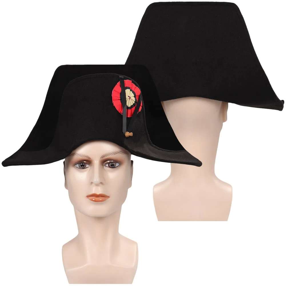 Cappello Cosplay napoleone accessori per costumi uomo Admiral Bicorn Hat capitani francesi Cap maschio Halloween Roleplay Fantasy Suits puntelli