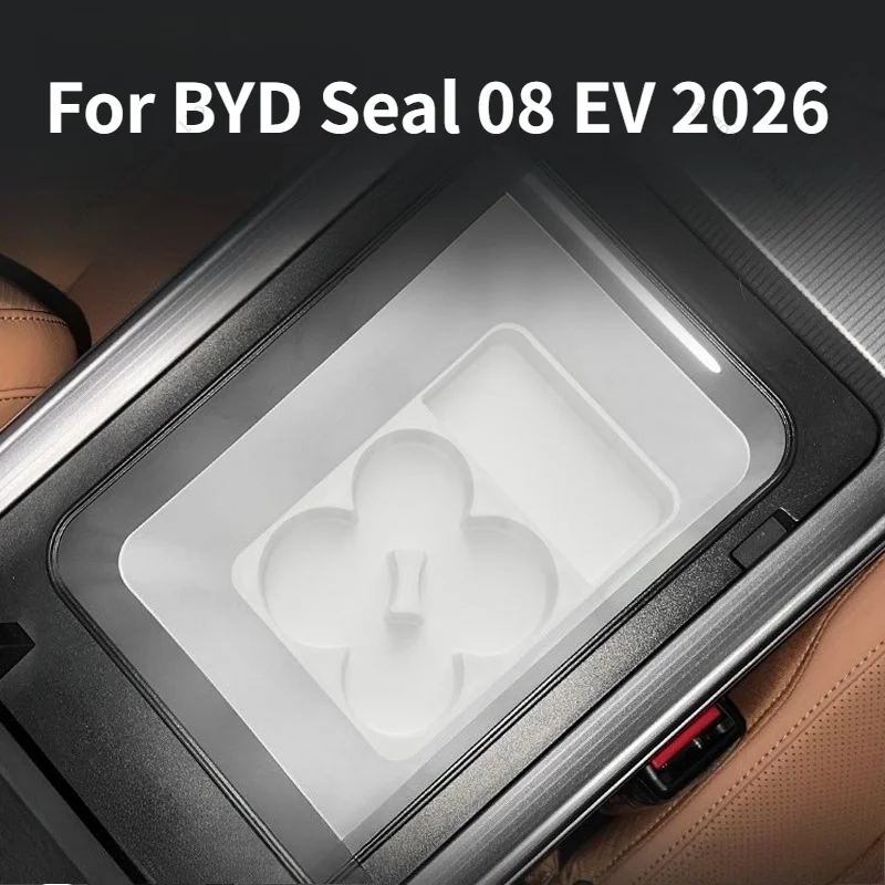 For BYD Seal 08 EV 2026 Car Fridge Silicone Storage Mat Center Console Cup Holder Storage Box LHD RHD Car Interior Mod Parts