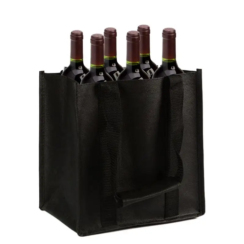 Liquor Carrier Bag Reusable Wine Carrier Bag For Travel Secure Wine Carrying Bag For Travel Wine Bags Sturdy For 6-Bottle Red