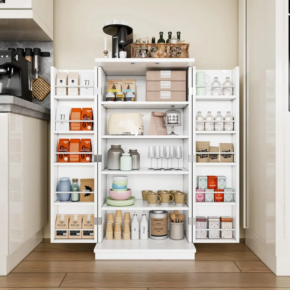 

Shintenchi Pantry Cabinet, Kitchen Storage Cabinet with Adjustable Shelves, Racks and Doors, Freestanding Kitchen