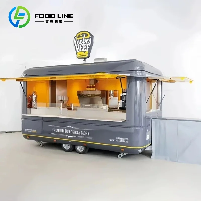 Remolque de comida y café CE, Color acero con porche, remolque móvil, remolque de crepes de comida a la venta, camión de comida con cocina completa a la venta
