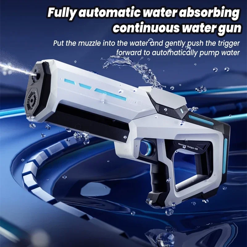 Electric Water Gun Toy Fully Automatic High-Pressure Spray Blaster Soaker Absorption Swimming Pool Outdoor Pool Toy for Kid Gift