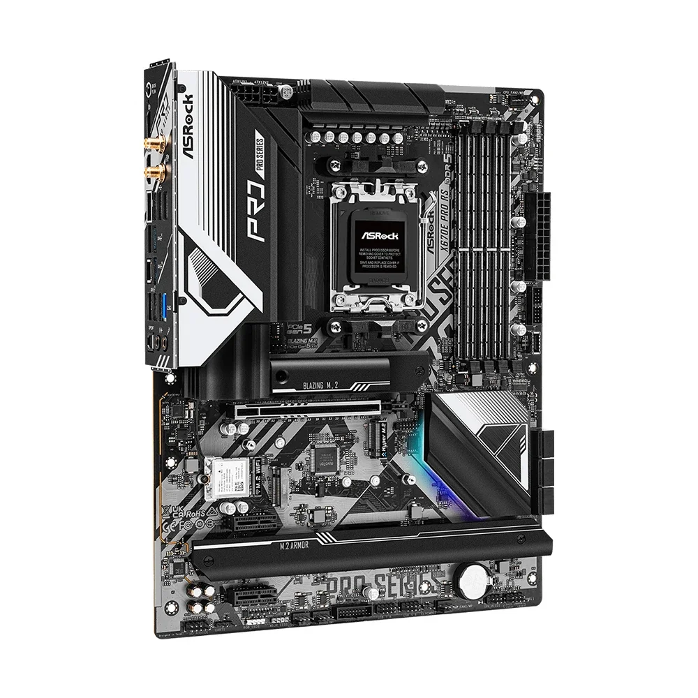 ASRock X670E PRO RS 마더보드 지원 7900X 7800X3D 7700 7600X 7500F CPU DDR5 7800MHz M.2 NVME PCIe 5.0 AMD X670 AM5 메인보드