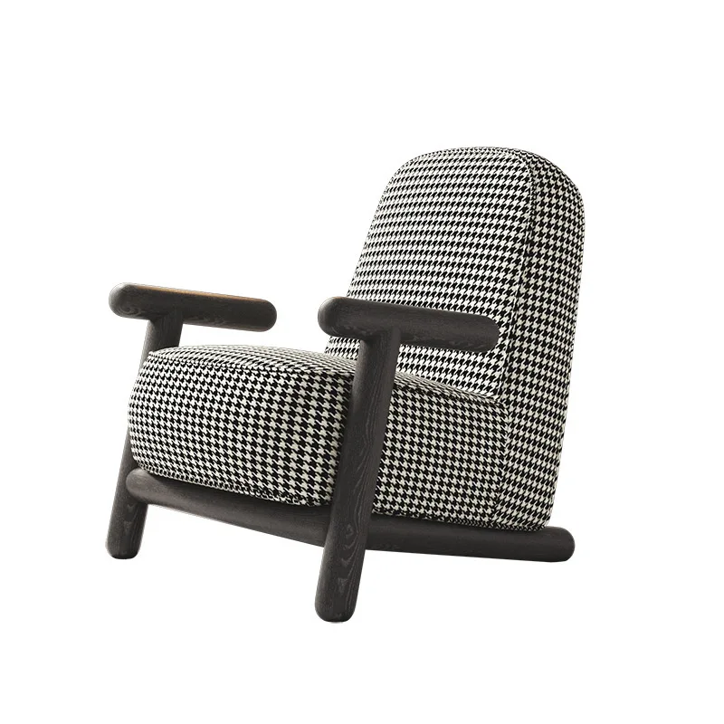 

small apartment thousand bird grid minimalist modern leisure chair comfortable seat cushion latex solid wood Nordic