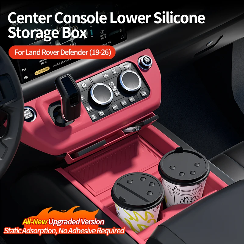 

For Land Rover Defender 2025-2026 Center Console Car Box Storage Silicone Pad Armrest Storage Box Phone Tray Auto Accessories