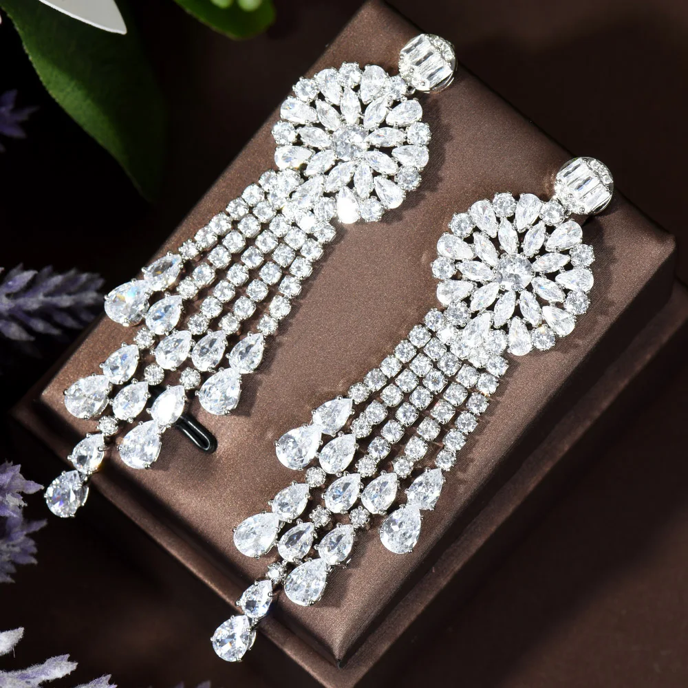 HIBRIDE Tassels  African Drop Earrings For Women Wedding Party Indian Dubai Bridal Jewelry boucle d'oreille femme Gift E-645