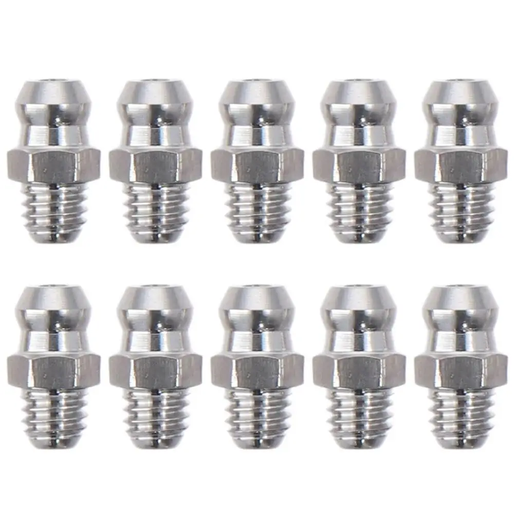 10pcs Stainless Steel Straight Grease Fitting M6 x 1mm Thread M8 x 1mm Thread Hydraulic Grease Nipple Silver M10 x 1mm Thread