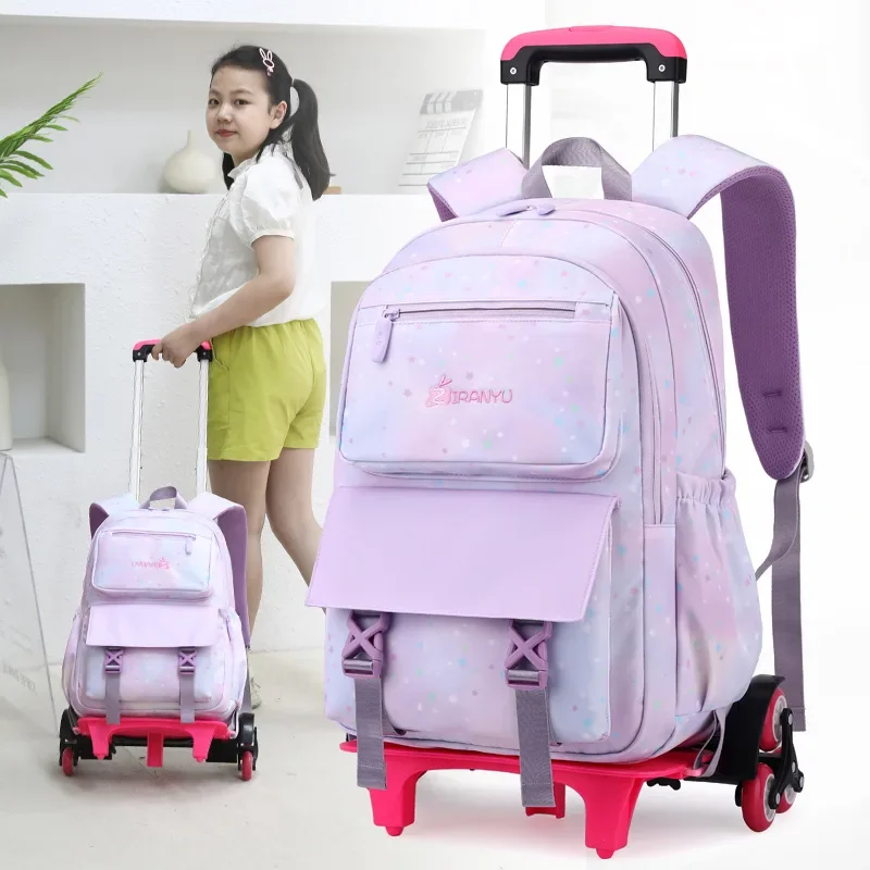 School Wheeled Backpack For Girls School Bag With Wheels Trolley Bag Rolling Student Backpack Travel Bags Kids School Bag