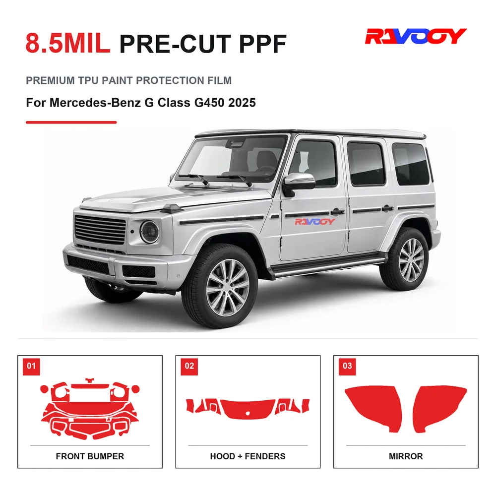 Precut PPF For Mercedes-Benz G Class G450 2025 8.5mil TPU Clear Paint Protection Film Self Healing Hydrophobic Stone Chip Guard