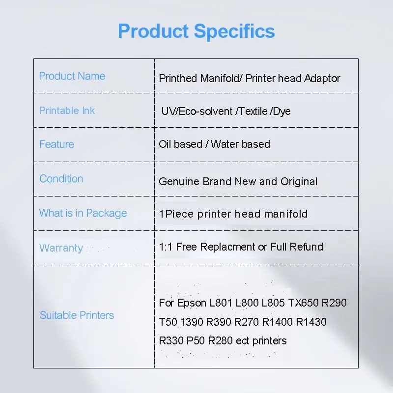 L1800 Druckkopfabdeckung für Epson L801 L800 L805 TX650 R290 T50 1390 R390 R270 R1400 R1430 R330 P50 R280 Druckkopfverteiler