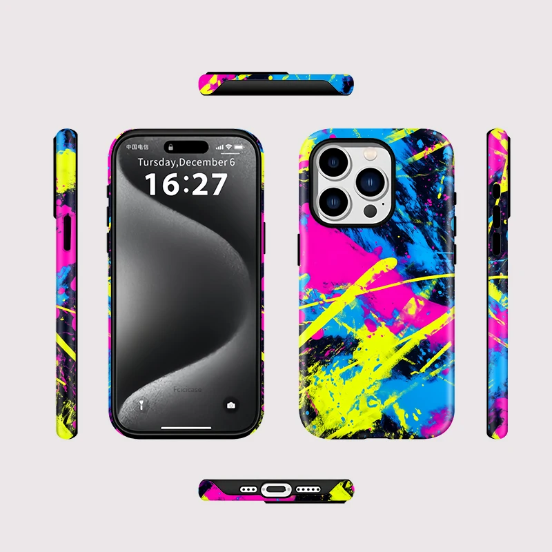 Fcicicase آيفون 16 برو ماكس الملونة الفن اللوحة جراب هاتف ل Magsafe ماتي غطاء آيفون 15 برو ماكس 14 زائد 13 12 11 #2