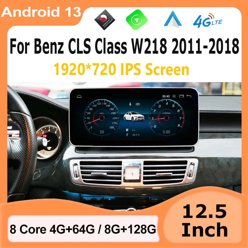 

12,5 "Android 13 8 + 128G Snapdragon665 Автомобильный мультимедийный радиоплеер GPS навигация CarPlay авто для Benz CLS W218 CLS350 550 11-13