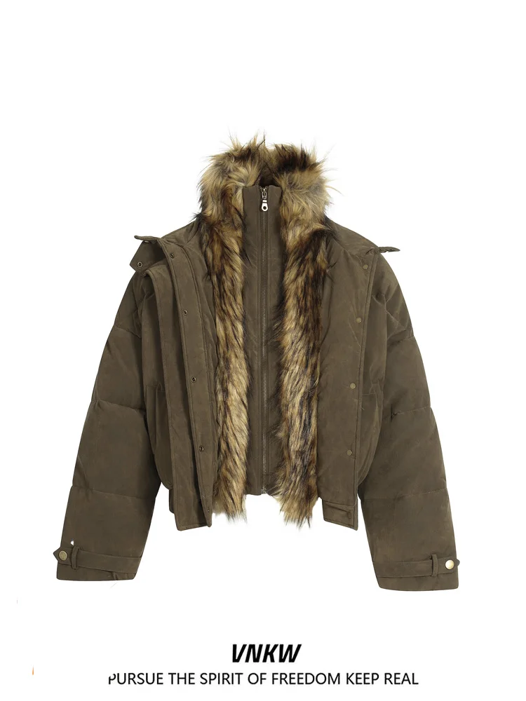 Winter Thickened PU Leather Cotton Jacket Men's Fashionable Warm Coat with Fur Collar Two-Piece Style Youth Casual Wear