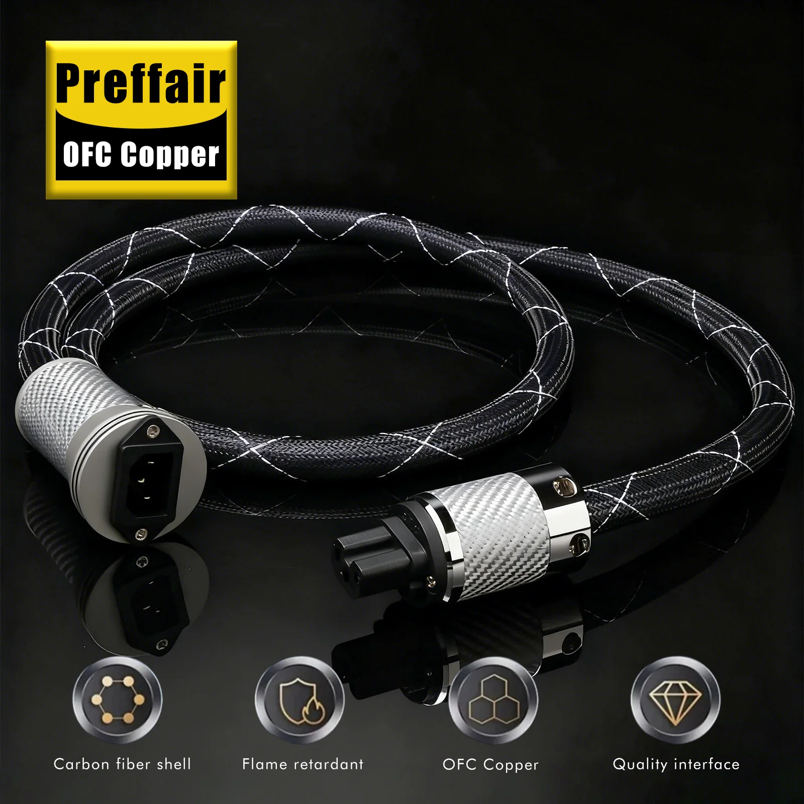 Kabel adaptera filtra zasilania 30 cm Flux-50 NFC, wysokiej klasy filtr zasilania z włókna węglowego, złącze FI-50R NCF — zdjęcie produktu 6