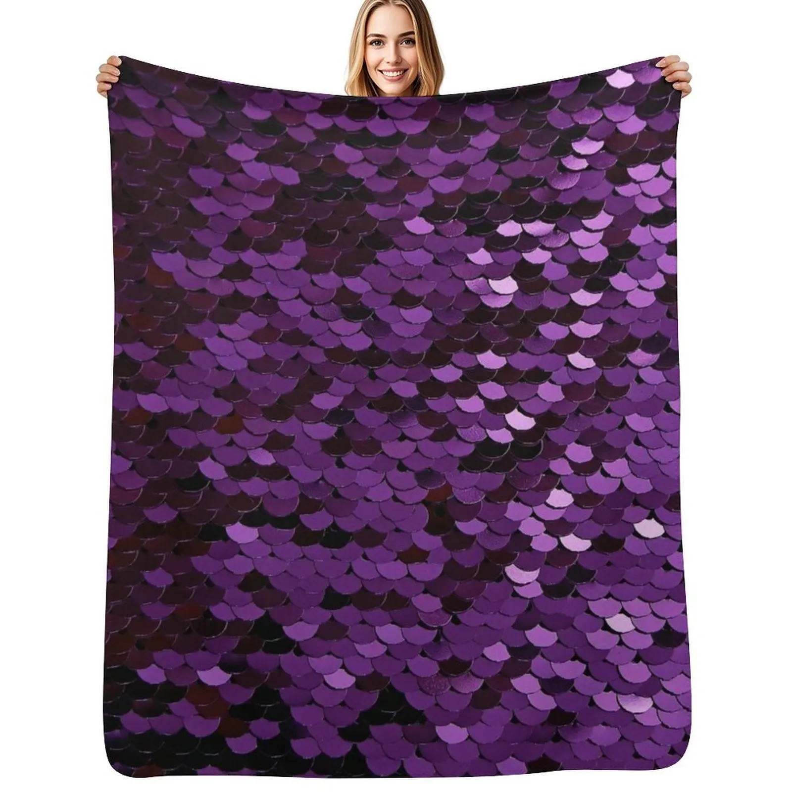 

Purple Sequins Throw Blanket Bed linens Warm Flannels Cute Blankets
