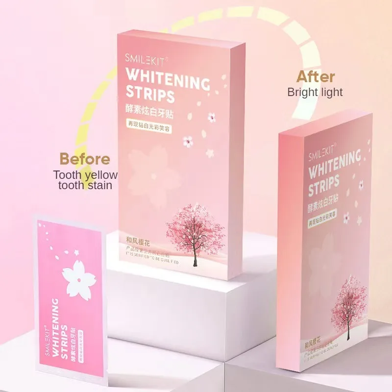 Sakura Enzyme Dazzling White Teeth Whitening Stickers efficient Oral Care pulizia dentale 7 paia Set per rimuovere le macchie gialle