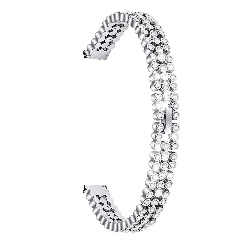 

Silver Rhinestone Strap Watchband Fashion Watch Strap Metal Replacement Watch Band Compatible with Galaxy R370