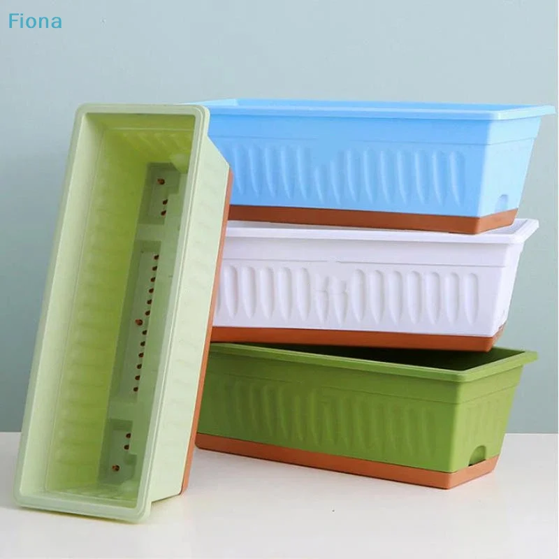✔1Pcs Outdoor Indoor Plant Pot Rectangle Plastic Flower Box With Drainage Large Planter For Garden Window Sill Flowerbed