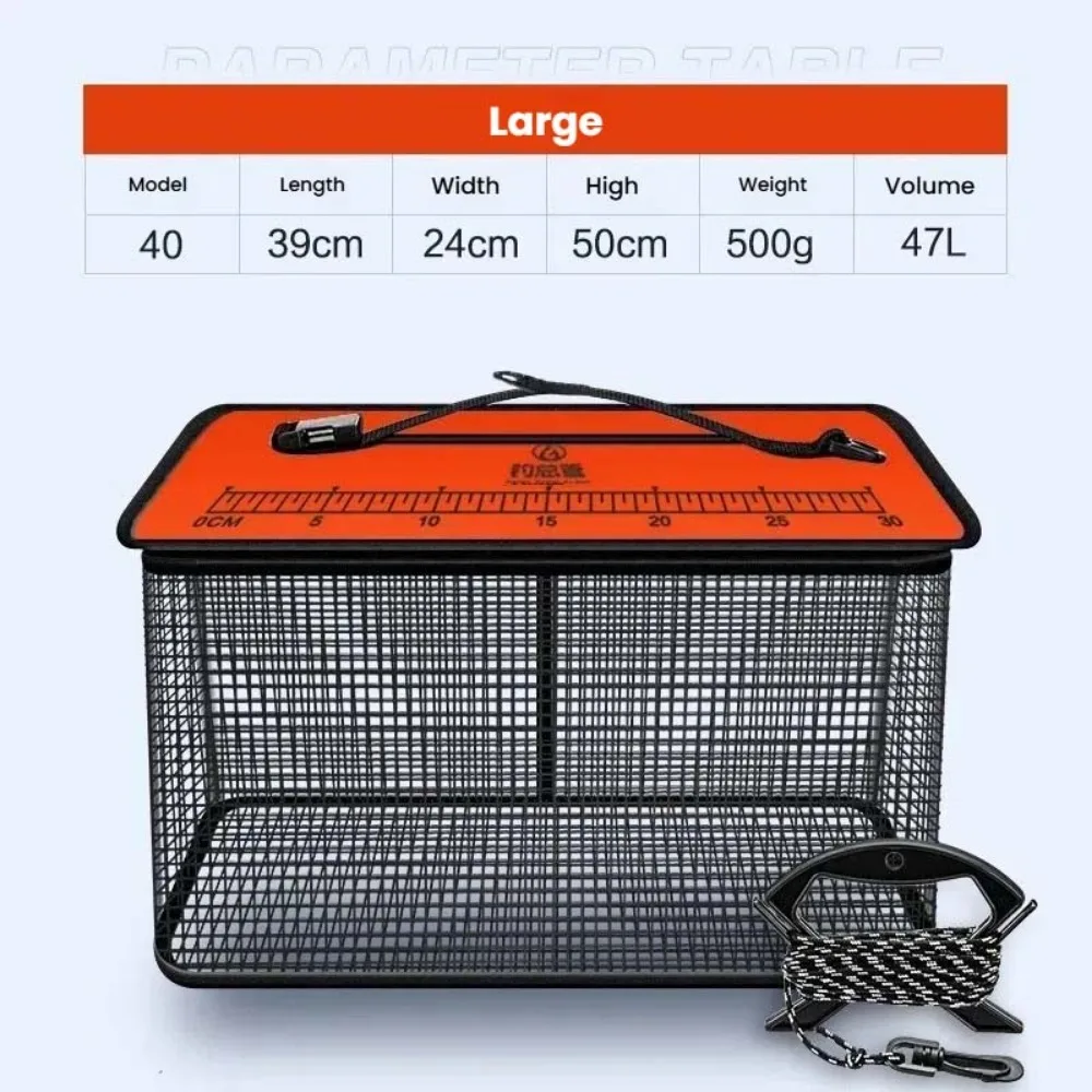 

Fish Net Bag Floating Fish Basket Quick-drying Fish Protector Foldable Fish Cage 19L/47L Collapsible Foldable Fishing Net