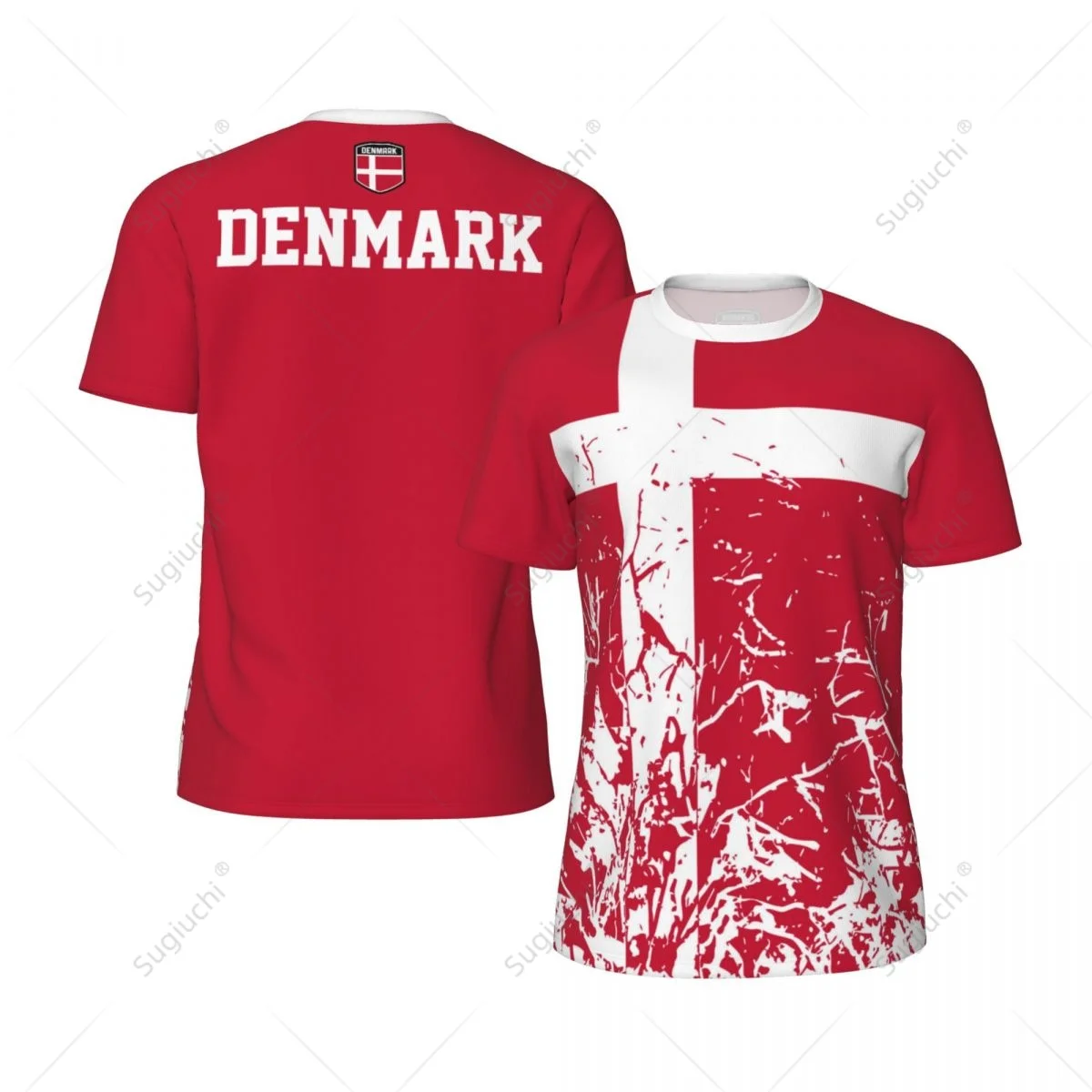 

Exclusive design Denmark Flag Flag Grain 3D Printed Men For Running Bike Soccer Tennis Fitness Sports tshirt Mesh Short T-shirt