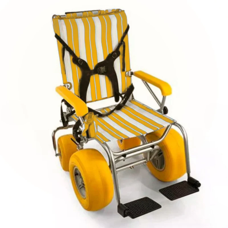 

All Terrain Beach Wheelchair Water Tank Ultimate Mobility Aids Slide Easily Over Beach Durable Balloon Tires