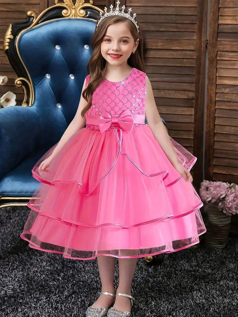 

Sequined Multi-Layer Tulle Evening Dress High Low Hem Princess Style For Wedding Graduation