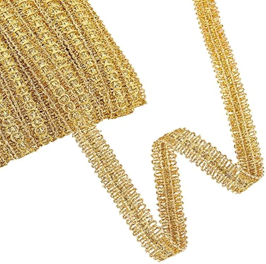 20 Yards Trish Sequin Metallic Braid Trim Gold Sequins Lace Ribbon 0.7