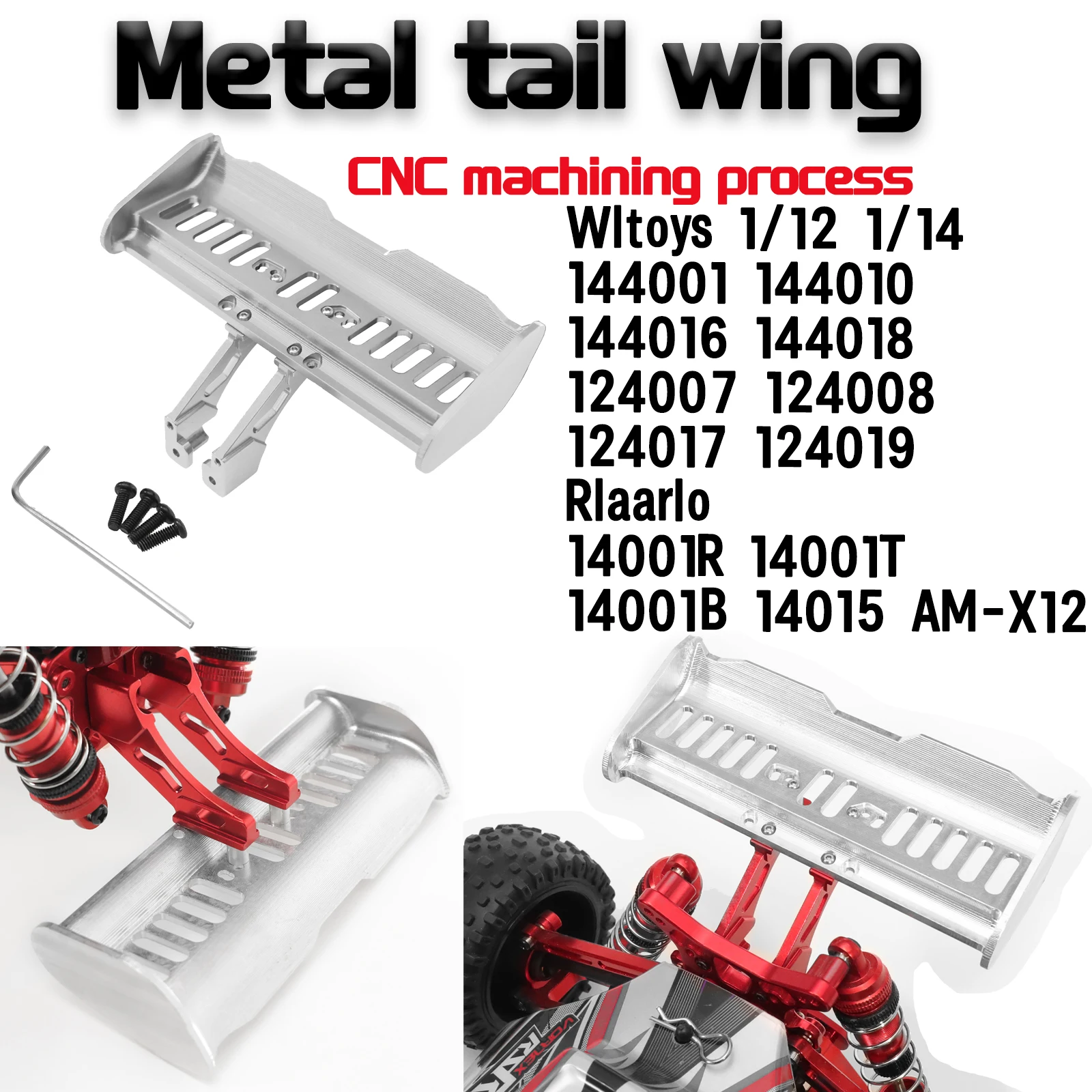 

Metal tail wing bracket for Wltoys 1/14 1/12 Rlaarlo RIaarIo XDKJ-001 006 AM-X12 remote control car accessories